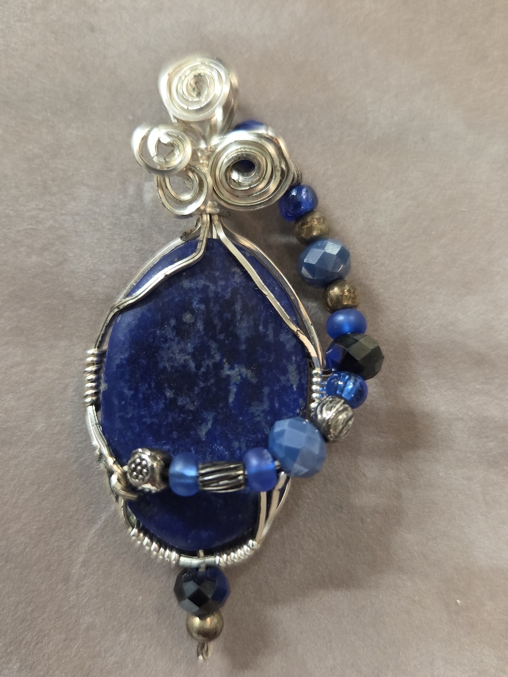 Handcrafted Blue Lapis Wire-Wrapped Pendant